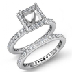 1.05Ct Halo Diamond Engagement Ring Princess Bridal Set Platinum 950 Semi Mount - javda.com 
