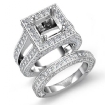 3.75Ct Vintage Diamond Engagement Ring Princess Semi Mount Bridal Set 18k White Gold - javda.com 