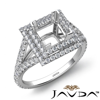 Princess Semi Mount U Split Diamond Engagement Ring 14k Gold White 1.4Ct