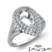 Pear Semi Mount U Split Cut Diamond Engagement Ring 14k White Gold 1.5Ct - javda.com 