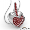 0Ct Round Ruby Gemstone Filled Double Heart Pendant Necklace 14k Gold White