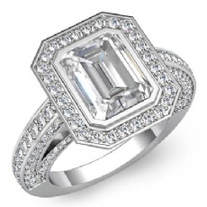Vintage Style Bezel Set Halo diamond Ring 18k Gold White