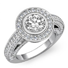 Bezel Set Halo Bridge Accent diamond Ring 18k Gold White