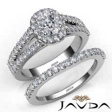 Split Shank Halo Bridal diamond Ring 14k Gold White