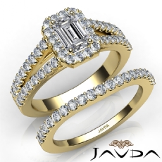 Halo Sidestone Bridal Set diamond  14k Gold Yellow