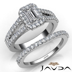 Halo Sidestone Bridal Set diamond Ring 14k Gold White