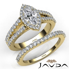 Modern Halo Bridal Set diamond  14k Gold Yellow