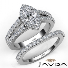 Modern Halo Bridal Set diamond Ring 14k Gold White