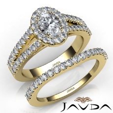 Hand Crafted Wedding Set diamond Ring 14k Gold Yellow