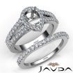 U Prong Diamond Engagement Semi Mount Ring Pear Bridal Set Platinum 950 1.25Ct - javda.com 