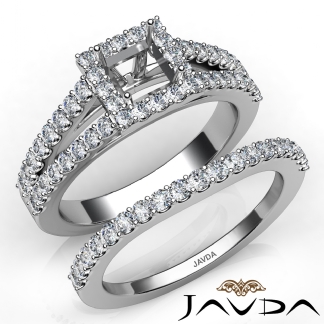 U Prong Diamond Engagement Semi Mount Ring Princess Bridal Set 14k Gold White 1.25Ct