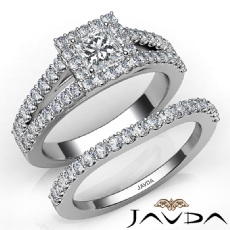 Halo Split-Shank Bridal Set diamond Ring 14k Gold White