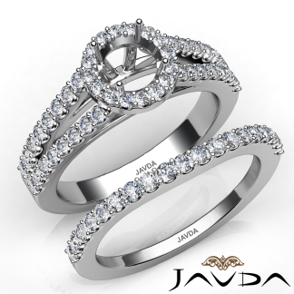 U Prong Diamond Engagement Semi Mount Ring Round Bridal Set 14k Gold White 1.25Ct
