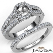 U Prong Diamond Engagement Semi Mount Ring Round Bridal Set 14k Gold White 1.25Ct