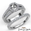 U Prong Diamond Engagement Semi Mount Ring Round Bridal Set Platinum 950 1.25Ct - javda.com 