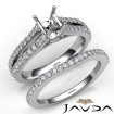 Prong Diamond Engagement Ring Asscher Bridal Set 18k White Gold Semi Mount 1.1Ct - javda.com 