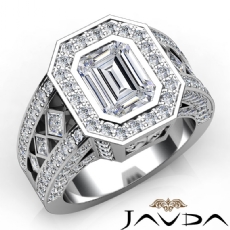 Vintage Style Bezel Halo Pave diamond Ring 18k Gold White