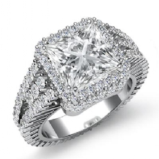 Vintage Prong Setting Halo diamond Ring 18k Gold White