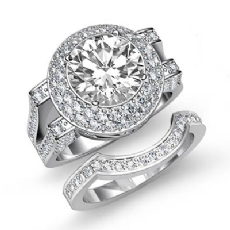 Double Halo Pave Bridal Set diamond  14k Gold White