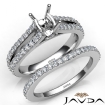 Prong Diamond Engagement Ring Cushion Bridal Set Platinum 950 Semi Mount 1.1Ct - javda.com 