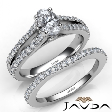 Prong Set Accents Bridal diamond Ring 18k Gold White