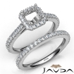 French V Cut Pave Diamond Engagement Ring Asscher Bridal Sets Platinum 950 1.5Ct - javda.com 