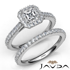 French V Cut Pave Bridal Set diamond Ring 18k Gold White