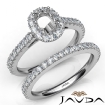 French V Cut Pave Diamond Engagement Ring Cushion Bridal Sets Platinum 950 1.5Ct - javda.com 