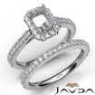 French V Cut Pave Diamond Engagement Ring Emerald Bridal Sets 18k White Gold 1.5Ct - javda.com 