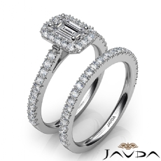 French Pave Halo Bridal Set diamond  14k Gold White
