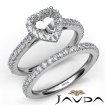 French V Cut Pave Diamond Engagement Ring Heart Bridal Set 14k White Gold 1.5Ct - javda.com 