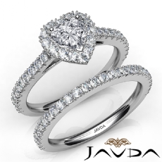 Halo French Pave Bridal Set diamond Ring Platinum 950