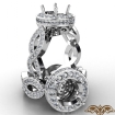 Round Cut Diamond Engagement Ring Pave Setting Platinum 950 Wedding Band 1.3Ct - javda.com 