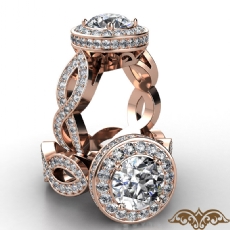 Twisted Shank Circa Halo Pave diamond Ring 18k Rose Gold