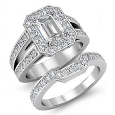 Split Shank Halo Bridal Set diamond Ring 18k Gold White