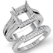 1.35Ct Women's Diamond Engagement Semi Mount & Wedding Band Ring Set 18k Gold White