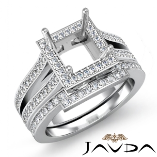 1.35Ct Women's Diamond Engagement Semi Mount & Wedding Band Ring Set 18k Gold White