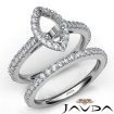 French V Cut Pave Diamond Engagement Ring Marquise Bridal Sets 18k White Gold 1.5Ct - javda.com 
