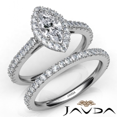 French V Cut Pave Bridal Set diamond Ring Platinum 950