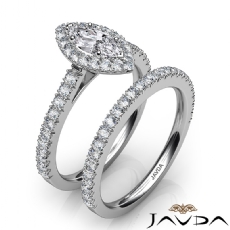 French V Cut Pave Bridal Set diamond Ring 18k Gold White
