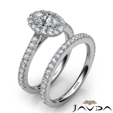 Halo Bridal Set French Pave diamond Ring 18k Gold White