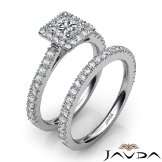 French V Cut Bridal Set Halo diamond Ring 18k Gold White