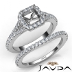 U Prong Diamond Engagement Ring Asscher Semi Mount Bridal Set 18k White Gold 0.8Ct - javda.com 