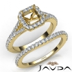 U Prong Diamond Engagement Ring Asscher Semi Mount Bridal Set 14k Yellow Gold 0.8Ct - javda.com 
