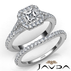 Split Shank Halo Pave Bridal diamond Ring Platinum 950