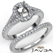 U Prong Diamond Engagement Ring Cushion Semi Mount Bridal Set 14K W Gold 0.80Ct