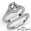 U Prong Diamond Engagement Ring Cushion Semi Mount Bridal Set 14k White Gold 0.8Ct - javda.com 