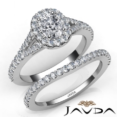 U Cut Halo Pave Bridal Set diamond Ring Platinum 950