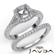 U Prong Diamond Engagement Cushion Semi Mount Ring Bridal Set Platinum 950 0.8Ct - javda.com 