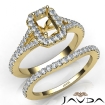 U Prong Diamond Engagement Ring Emerald Semi Mount Bridal Set 18k Yellow Gold 0.8Ct - javda.com 